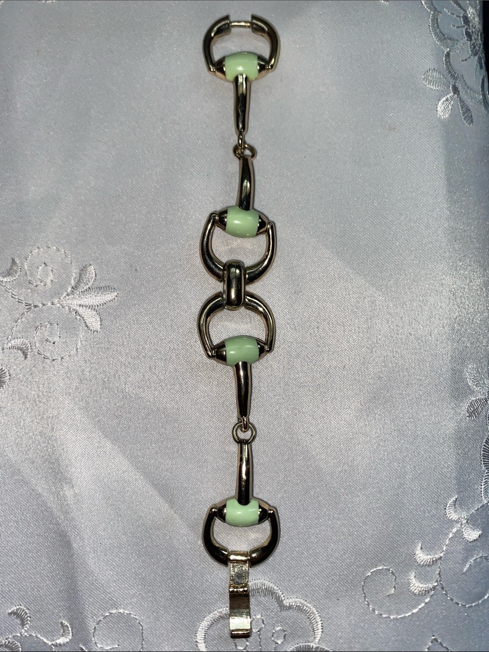 Vintage Goldtone Bracelet with Mint Green Accents